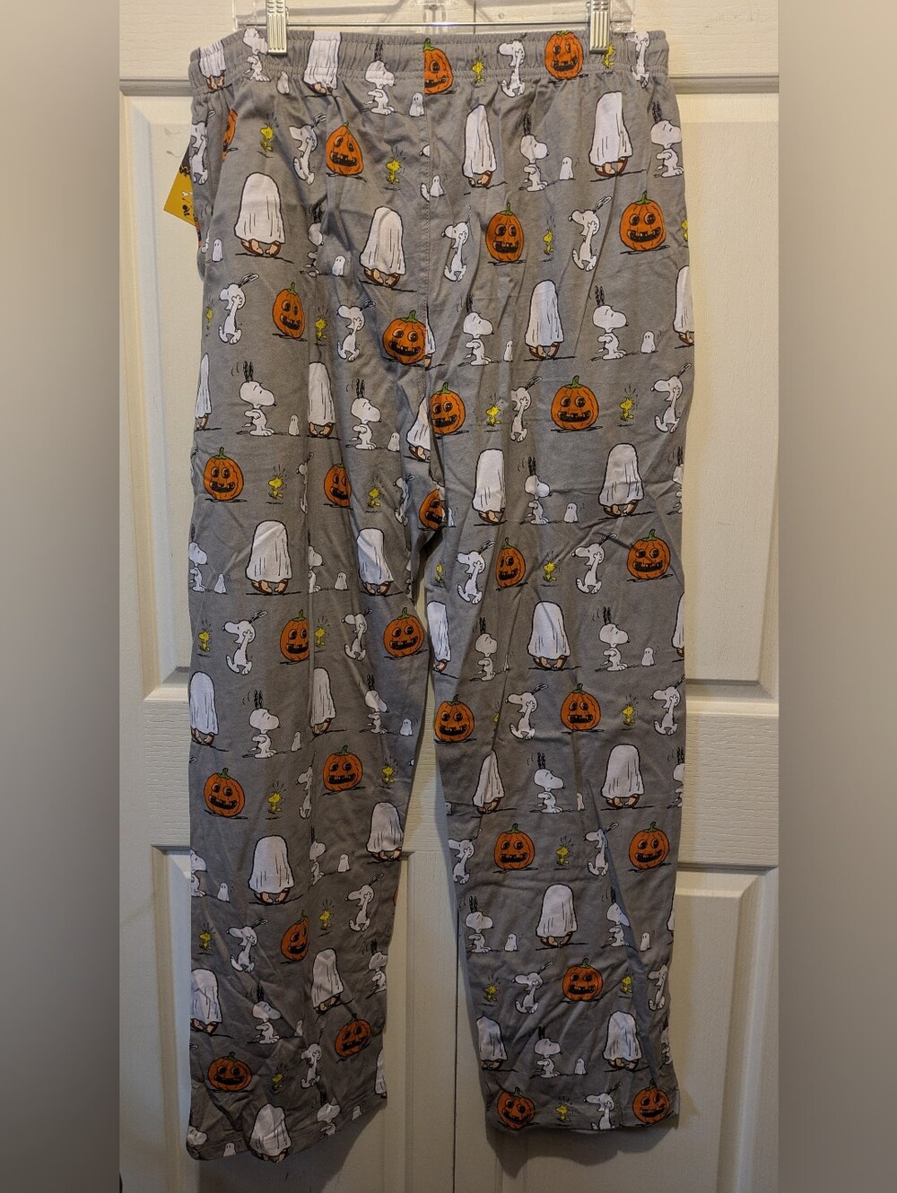 Peanuts Snoopy Halloween Men's Pajama Pants Grey & Orange Size Large New!